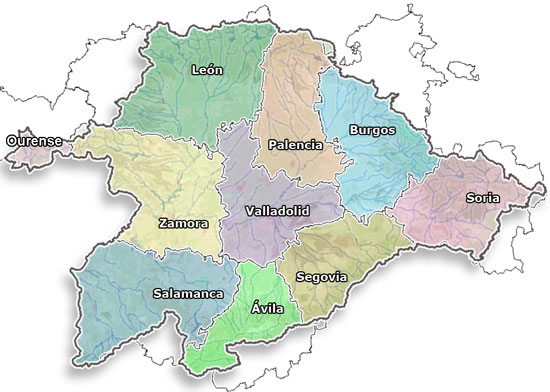 Mapa de las provincias de la cuenca